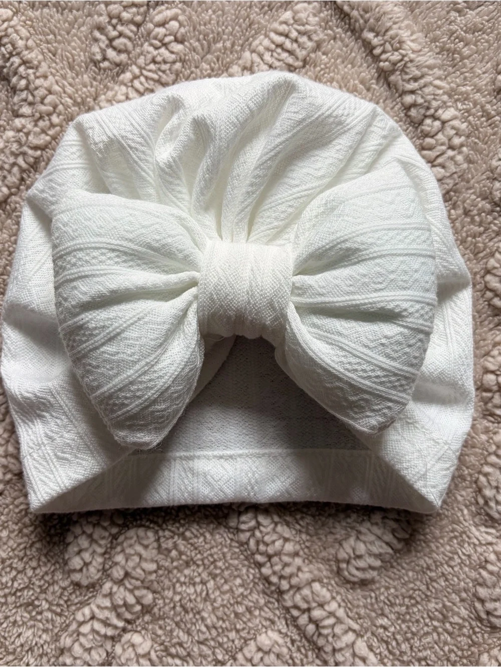 Baby Girl 0-24M Big Bow Beanies - Turban Hats With Bow Solid Color 3 Pack
